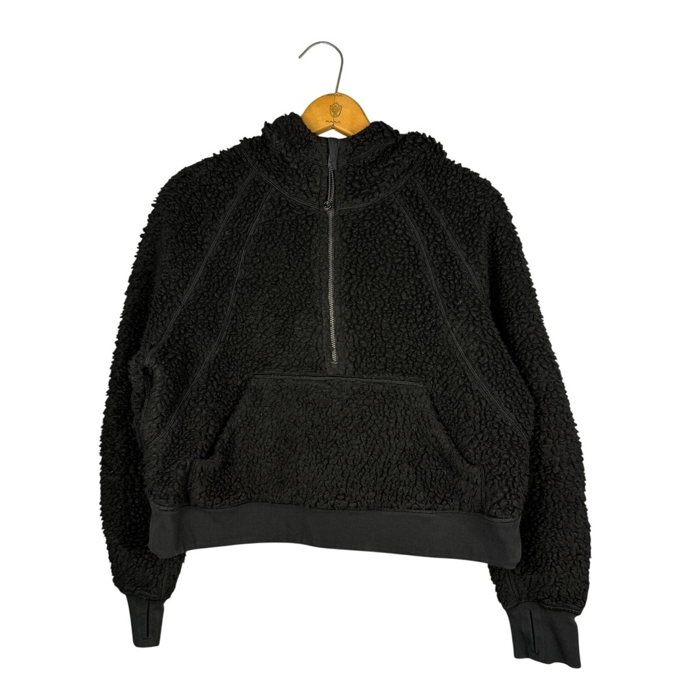 Lululemon Scuba‎ Oversized Half-Zip Hoodie Sherpa Fleece Black XS/S Wool Blend